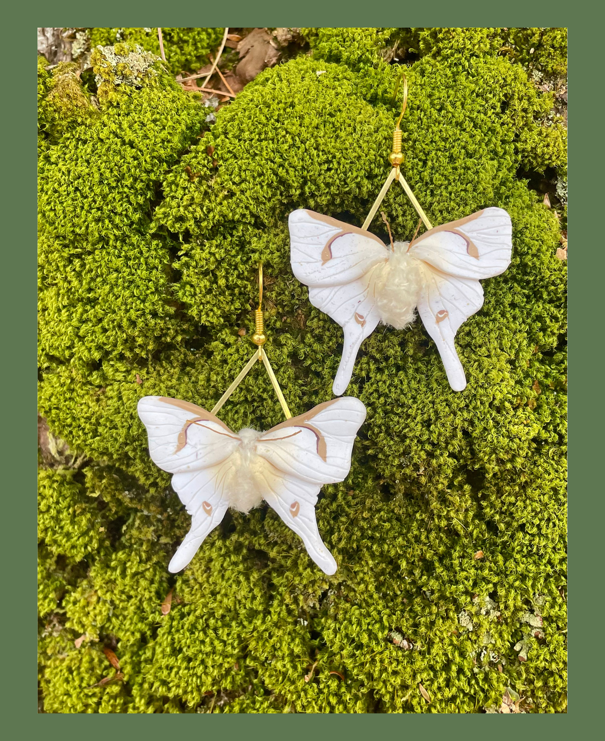 Albino Luna Moth Earrings